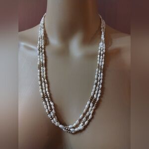 ESTATE unsigned Faux pearl multi strand women's necklace